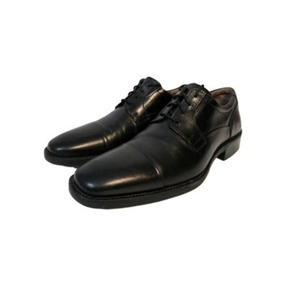 Johnson & Murphy 20-6901 Sheepskin Black Lace Up Mens 9 1/2 M Shoes Cap Toe